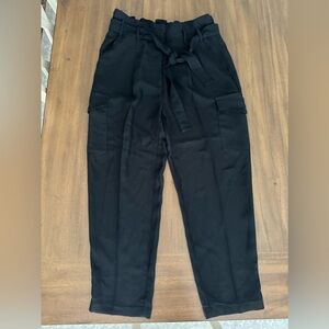 DKNY Black Cropped High Waisted Belted Cargo Pant Size 8